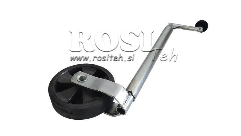 SCHROEFSTEUN VOET MET WIEL VOOR AANHANGWAGENS 35mm 75 kg