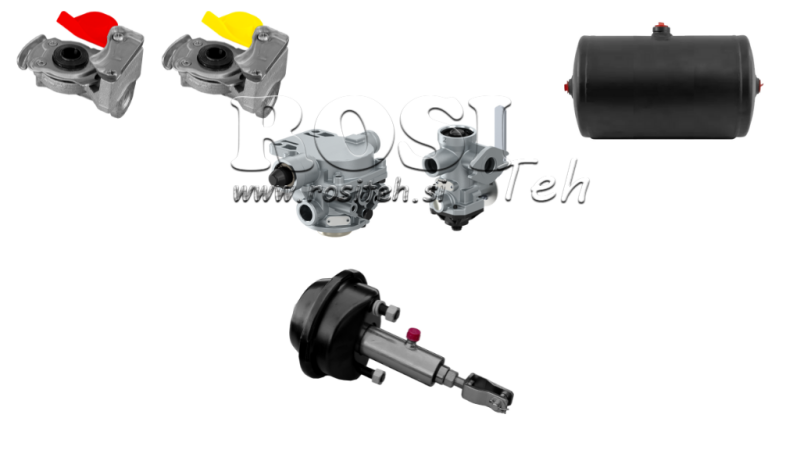 SADA VZDUCHOVÝCH HYDRAULICKÝCH BRZD PRO PŘÍVĚS KOMPLETNÍ DVOJITÝ OKRUHOVÝ SYSTÉM 1 CYLINDR