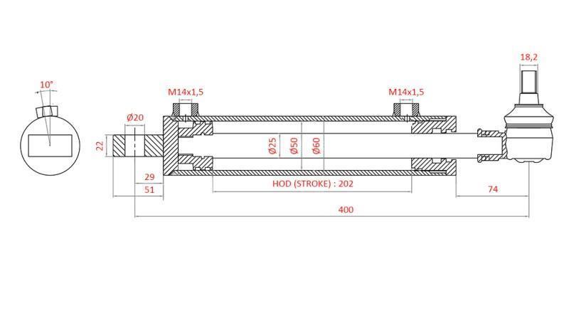 HYDRAULICKÝ ŘÍDÍCÍ CYLINDR FIAT-NEW HOLLAND OEM-5189891