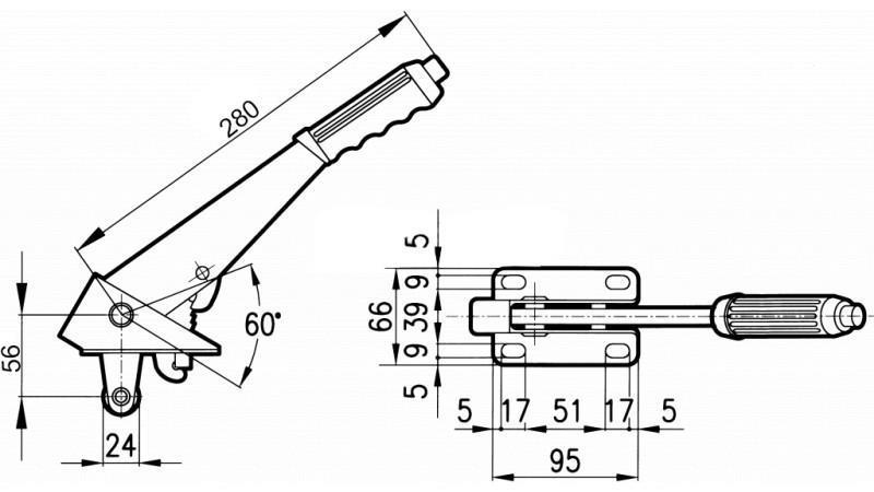 RUKOJEŤ PULL L280 S KLADKOU FI24mm