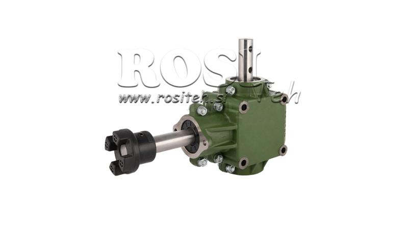 SET VAN TANDWIELKASTEN 1:1.44 (27PK-20KW) VOOR SPREIDER L:800 GEGOTEN IJZER MET VEILIGHEIDSSYSTEEM