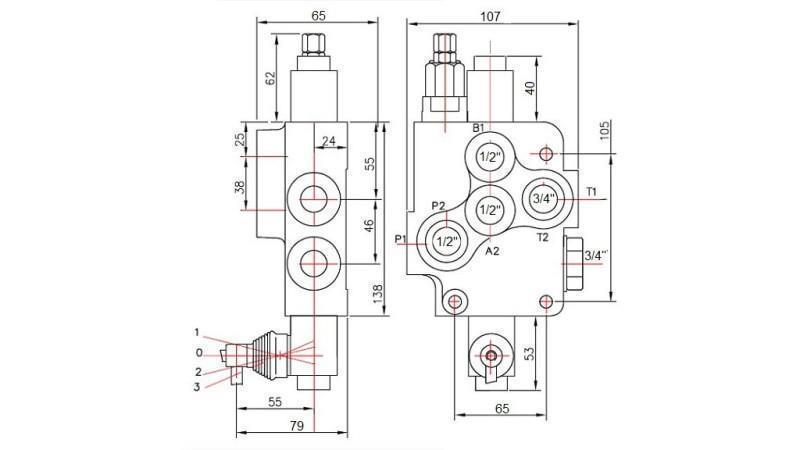 HYDRAULISCHE KLEP 1xP80 EEN-WEG B1
