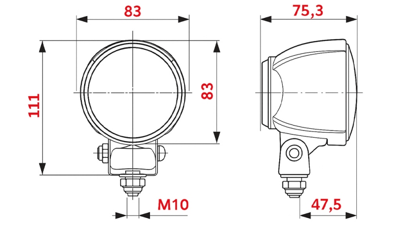 TRAKTOR ARBEIDSLYS RUNDT H3 HELLA HALOGEN