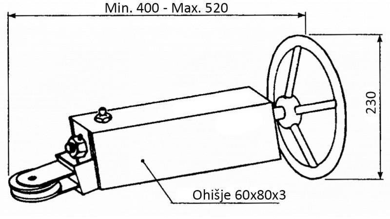 SPANNER VOOR KABEL MET WIEL VOOR AANHANGER HANDREM MET PULLEY