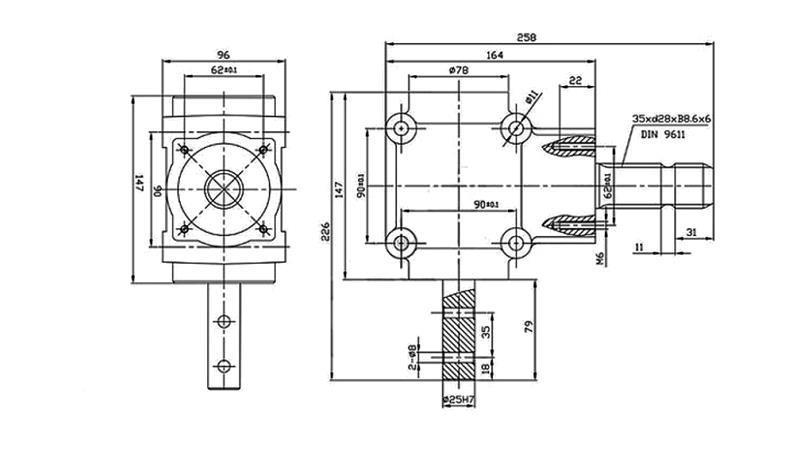 WINKELREDUZIERER L-155J 1: 1.14 (16HP-12kW)