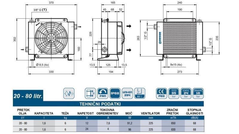 OLEJOVÝ CHLADIČ DC 24V HY01604 20-80 LIT