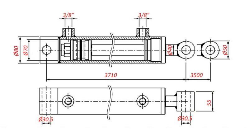 HYDRAULICKÝ CYLINDR PRO TAŽENÍ - DÍRA 70/40-3500
