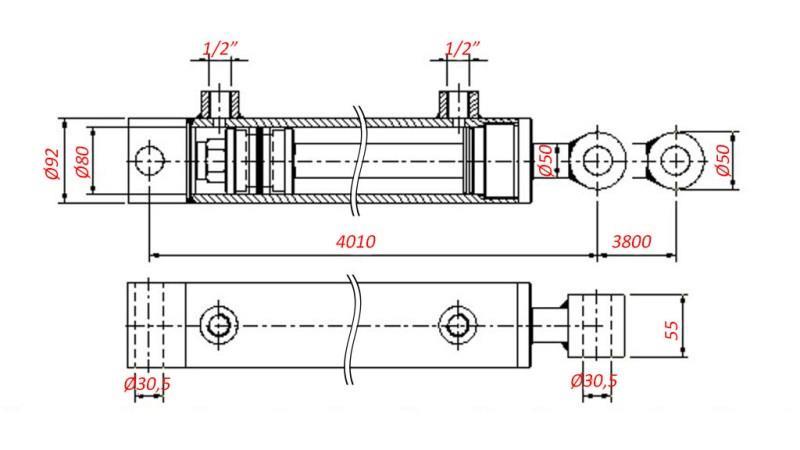 HYDRAULICKÝ CYLINDR PRO TAŽENÍ - DÍRA 80/50-3800
