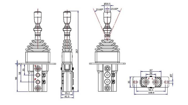 HYDRAULISCHE JOYSTICK MET SLOT