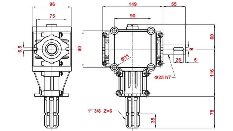 HOEKVERSNELLING PTO 1:2.88 (10PK-7KW)