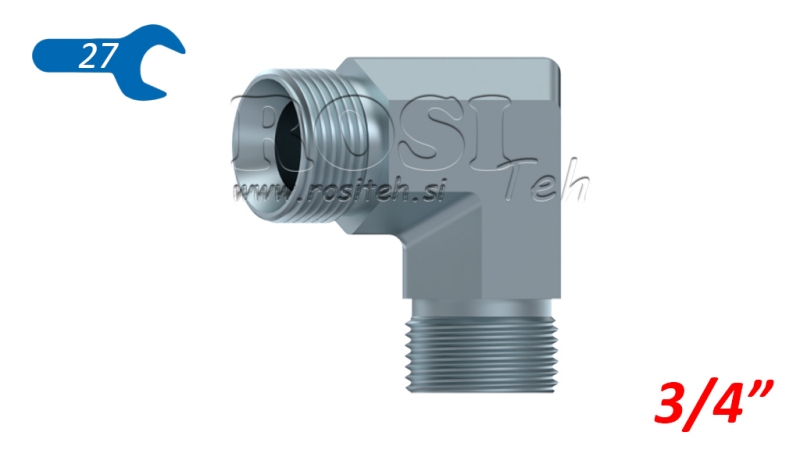 HYDRAULISCHE BOCHT 90° BSP KORT MAN-MAN 3/4