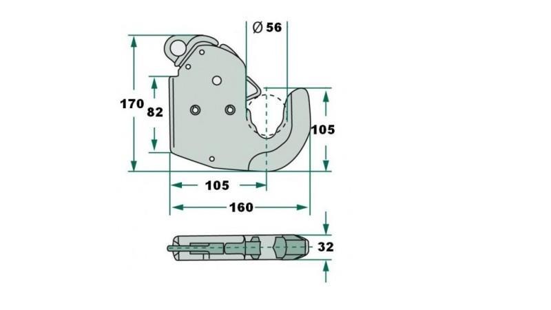 AUTOMATISCHE HAKE VOOR TRACTOR HAAK HYDRAULIEK CAT.2S ECO - afmetingen