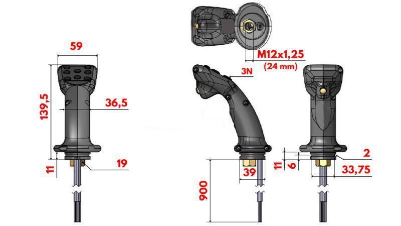 AFSTANDSBEDIENING JOYSTICK - 3 KNOPPEN