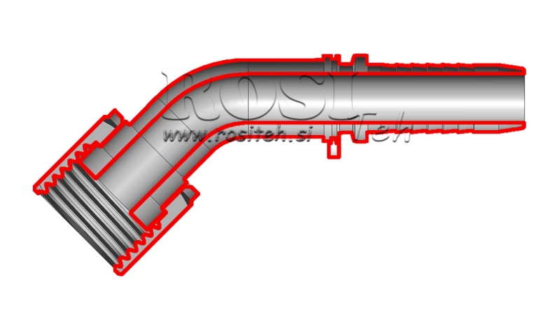 HYDRAULISCHE AANSLUITING DKORFS VROUWELIJKE BOCHT 45° DN19-1 3/16-12