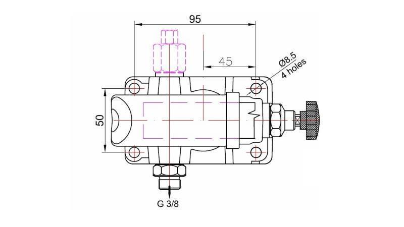 HANDPOMP 45CC -SD- ENKELE RICHTING - afmetingen