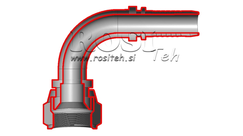 HYDRAULISCHE AANSLUITING DKJ JIC74° VROUWELIJKE ELBOW 90° DN8-9/16-18