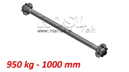 AKSELIT TRAILERILLE 950KG ILMAN JARRUA (1000 MM)