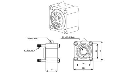 Afmetingen HYDRAULISCHE POMP AANDRIJVING - ZF1 ALUMINIUM