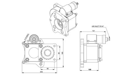 Rozměry VÝSTUPU PRO HYDRAULICKÉ ČERPADLO - MERCEDES 352-2