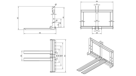 TRACTOR DRIEPUNTS PALLET FORKS 600KG