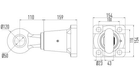 DRAAIBARE SLEEPHAK FI50 IN BEHUIZING 106kN (E13 certificaat)