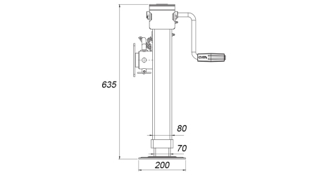 DRAADONDERSTEUNING VOET MET FLENS 380mm - 4.000kg