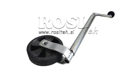 SCHROEFSTEUN VOET MET WIEL VOOR AANHANGWAGENS 35mm 75 kg