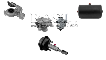 SADA VZDUCHOVÝCH HYDRAULICKÝCH BRZD PRO PŘÍVĚS KOMPLETNÍ JEDNOCYKLUSOVÝ SYSTÉM 1 CYLINDR