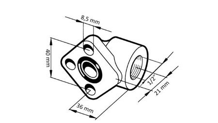 PIJPVERBINDING 1/2 - HOEKFLENS fi 40