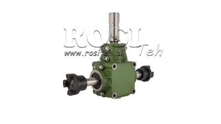 SET VAN TANDWIELKASTEN 1:1.44 (27PK-20KW) VOOR SPREIDER L:800 GEGOTEN IJZER MET VEILIGHEIDSSYSTEEM