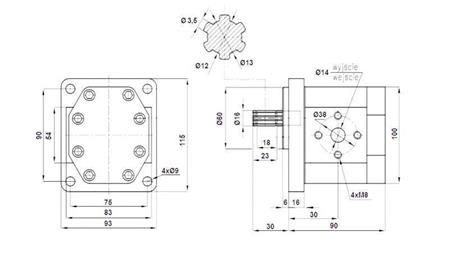 HYDRAULICKÉ ČERPADLO NSZ 10 - 6 ZUBŮ 10 CC VLEVO