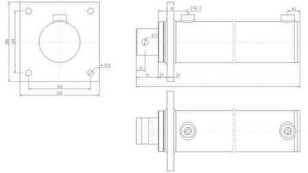 HYDRAULISCHE CILINDER VOOR HOUTVERDELERS MET BEVESTIGINGSPLAAT 100/60-1050