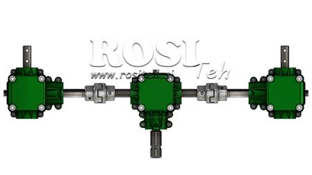 SET VAN TANDWIELKASTEN 1:1.44 (27PK-20KW) VOOR SPREIDER L:800 GEGOTEN IJZER MET VEILIGHEIDSSYSTEEM