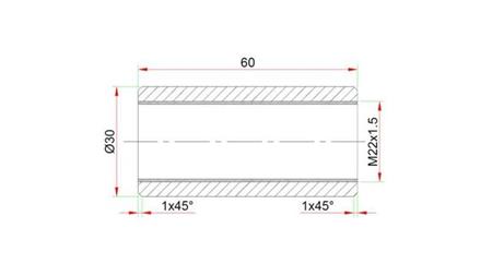 LASSEN AANSLUITING 30x60 VOOR TERMINAAL M22x1.5