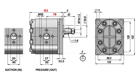 HYDRAULICKÉ ČERPADLO GR.3 55 CC LEVÉ - PŘÍRUBY