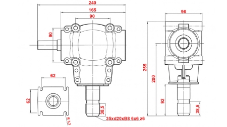 HOEK TANDWIELKAST L-150J 1:1.14 (16PK-12KW)