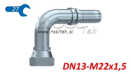 HYDRAULISCHE BSP VROUWELIJKE ELBOW 90° DN13-M22X1,5