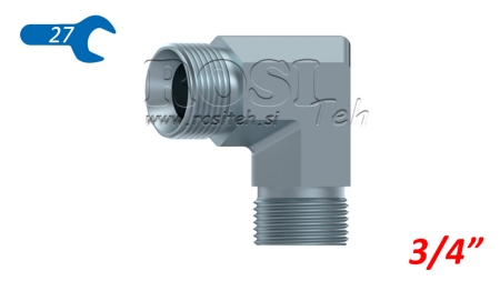 HYDRAULISCHE BOCHT 90° BSP KORT MAN-MAN 3/4