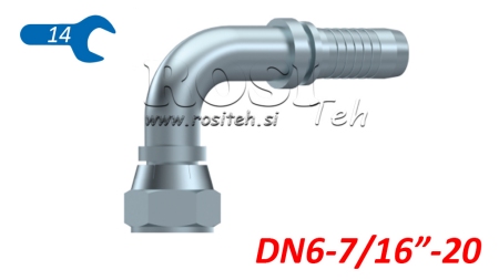 HYDRAULISCHE AANSLUITING DKJ JIC74° VROUWELIJKE ELBOW 90° DN6-7/16-20