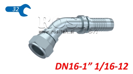 HYDRAULISCHE AANSLUITING DKJ JIC74° VROUWELIJKE ELBOW 45° DN16-1 1/16-12