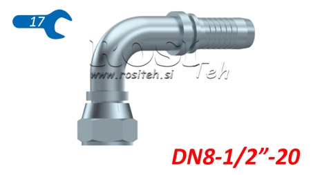 HYDRAULISCHE AANSLUITING DKJ JIC74° VROUWELIJKE ELBOW 90° DN8-1/2-20