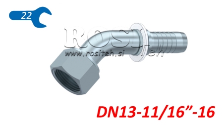 HYDRAULISCHE AANSLUITING DKORFS VROUWELIJKE ELBOW 45° DN13-11/16-16