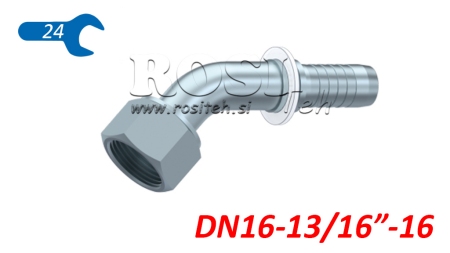 HYDRAULISCHE AANSLUITING DKORFS VROUWELIJKE ELBOW 45° DN16-13/16-16