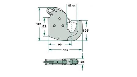 AUTOMATISCHE HAKE VOOR TRACTOR HAAK HYDRAULIEK CAT.1 ECO - afmetingen