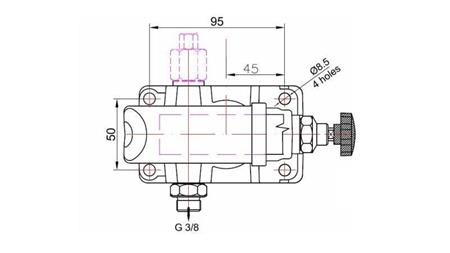 HANDPOMP 45CC -SD- ENKELE RICHTING - afmetingen