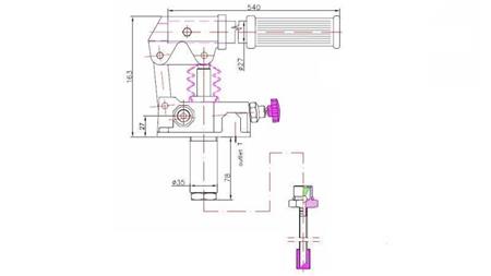 HANDPOMP 45CC -SD- ENKELE RICHTING - afmetingen
