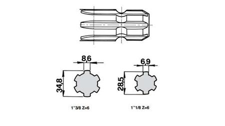 CARDAN -ADAPTER 1''3/8 naar 1''1/8