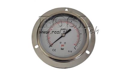 MANOMETER DN100 ACHTER 0 - 250 BAR - 1/2