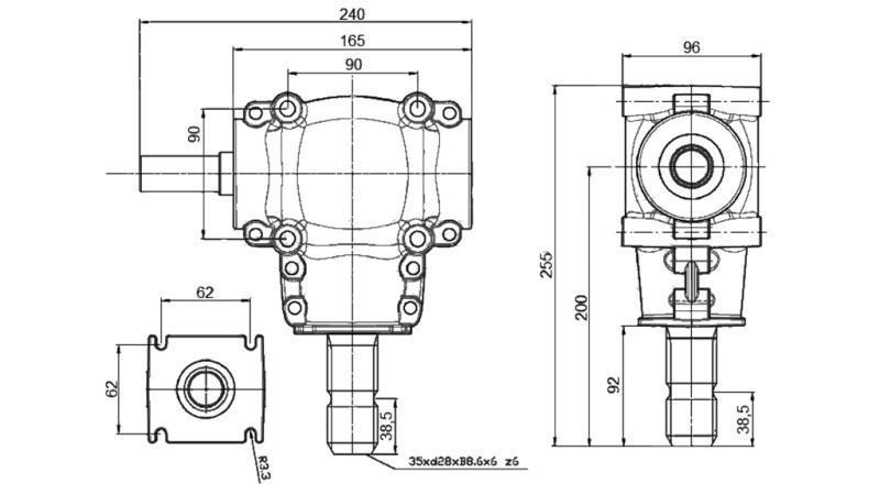ÚHELNÍK REDUKTOR L-150J 1:1 (11HP-8kW)