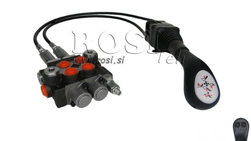 JOYSTICK 2x KNOP MET PULLEY 1 m EN HYDRAULISCHE KLEP 2xP40 l.